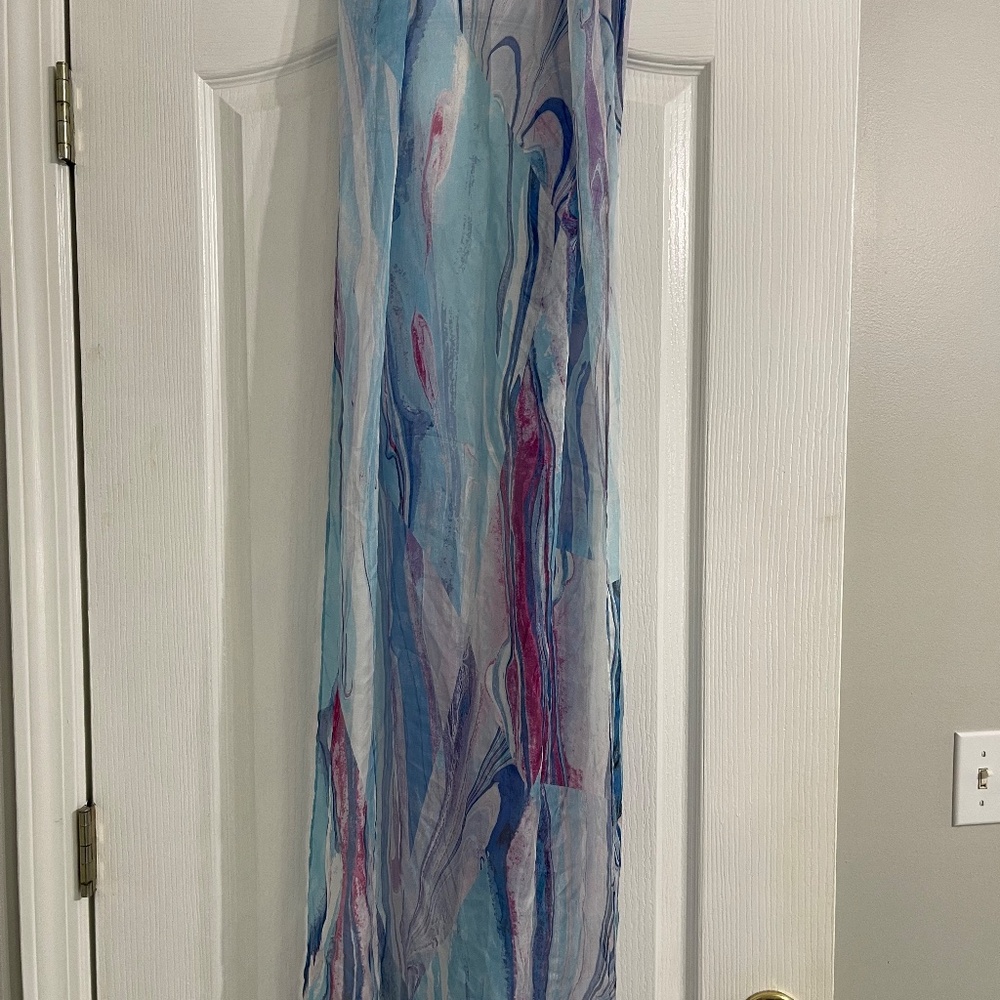 Nordstrom Blue Marble Magic Silk Scarf - Picture 7 of 12